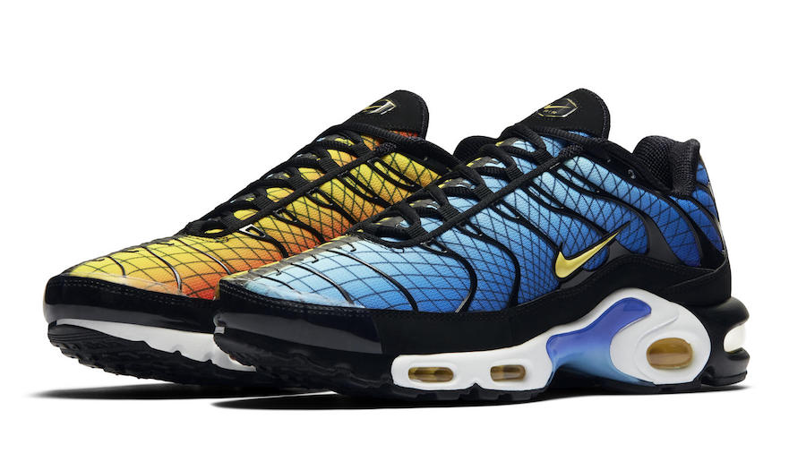 Nike Air Max Plus “Greedy” — Black / Chile Red / Tour Yellow / Hyper Blue · 2018 edition