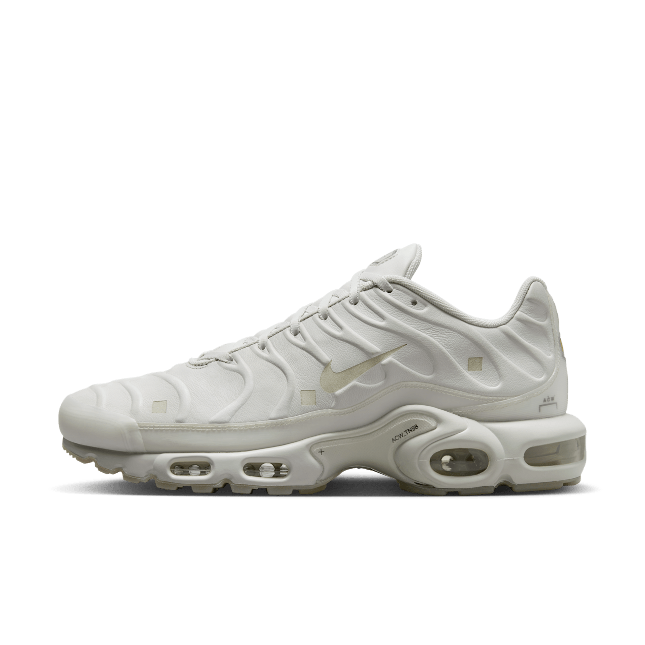Nike Air Max Plus x A-COLD-WALL Stone (2023) — Platinum Tint / Light Bone / Black / Stone / Light Orewood Brown / White · A-COLD-WALL Stone / Platinum Tint (2023)